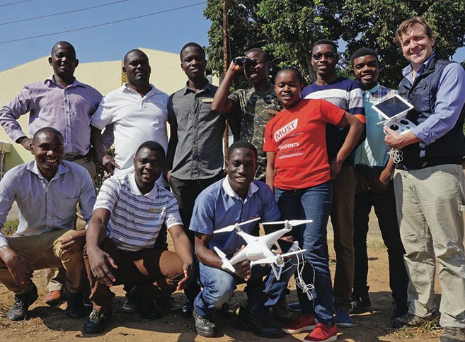 Chris Harnish and biomedical engineering students from the Malawi University of Science and Technology captured drone footage that Jefferson students use to help redesign Malawi's Kamuzu Central Hospital.